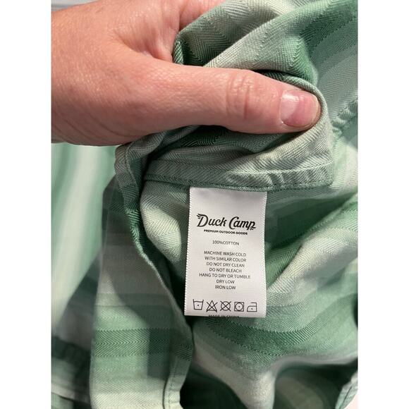 Duck Camp Premium Outdoor Goods Short Sleeve button down Striped Shirt Green 2XL - Picture 4 of 7